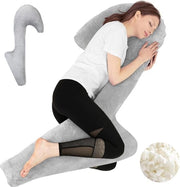 Cuscino per la gravidanza - Cuscino laterale ergonomico con schiuma espansa - Cuscino di supporto grande - Cuscino confortevole - Copertura lavabile - 165x60x22 cm - Grigio