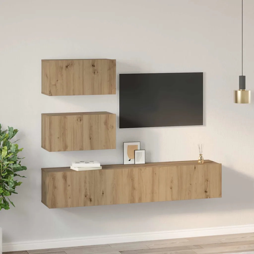 Set mobile TV 4 pcs Rovere Artigianale Legno ingegnerizzato 3393395