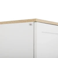Mobile Dispensa da Cucina in Legno con 5 Ripiani Regolabili e 4 Ante, 60x30x170.5 cm, Bianco e color Legno