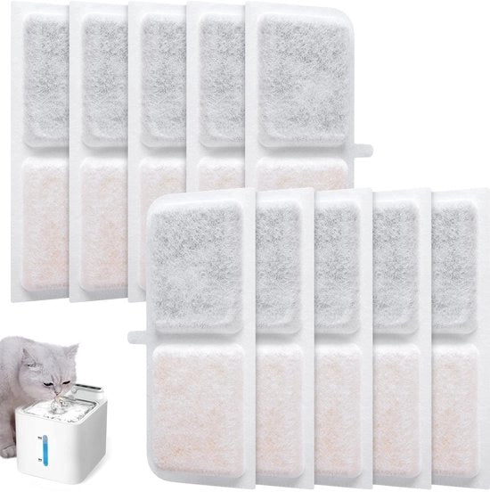 Pacchetto da 10 pezzi di filtro per fonte di acqua per gatti, filtro di ricambio per fonte di acqua per gatti, filtro per fonte di acqua per gatti alimentato a batterie con sensore di movimento, filtro per fonte di acqua per gatti con carbone attivo.