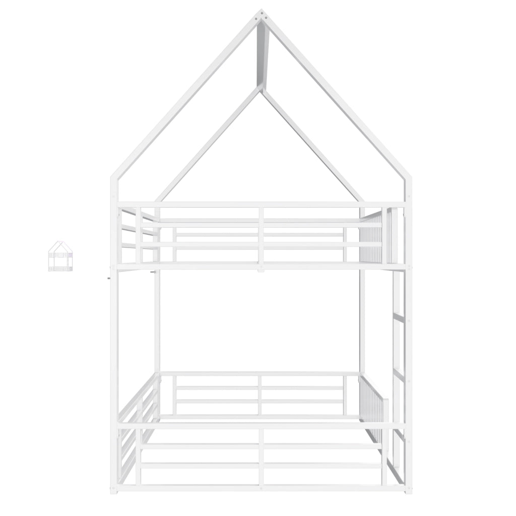 Letto a soppalco a casetta 140x200 cm con LED, bianco