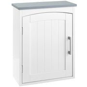 Mobile Pensile Bagno a un'Anta con Mensola Regolabile, 41x18.5x52cm, Bianco e Grigio