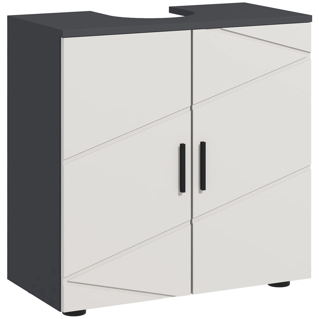 Mobile Sottolavabo Bagno con Armadietto 2 Ante ¨C Zephmum ¨C Grigio 60x30x60cm