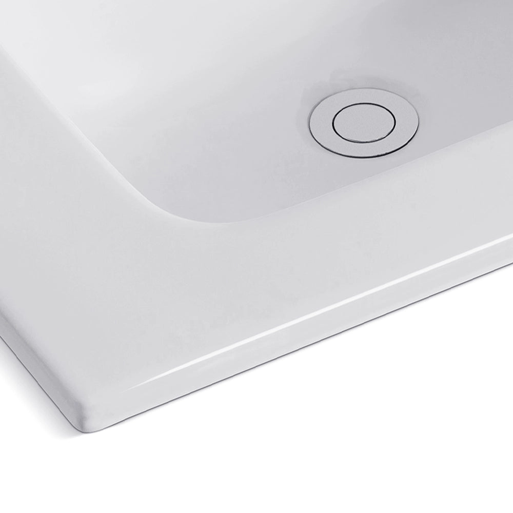 Lavabo consolle da appoggio LAV9140DS in ceramica 2 vasche 141x46 cm. bianco lucido