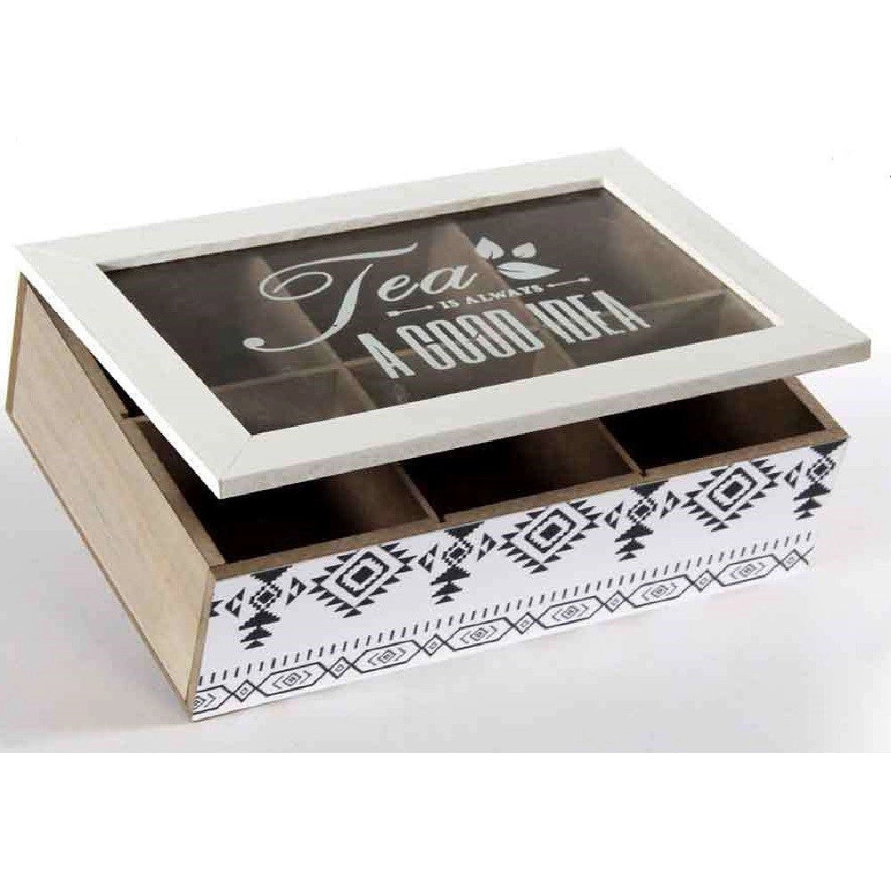 Trade Shop - Scatola Porta Oggetti Per Bustine The 24x16x7,5 Cm In Legno Rettangolare 739439 -