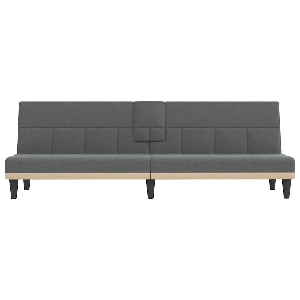 Divano Letto con Portabicchieri in Tessuto Grigio Scuro 351864