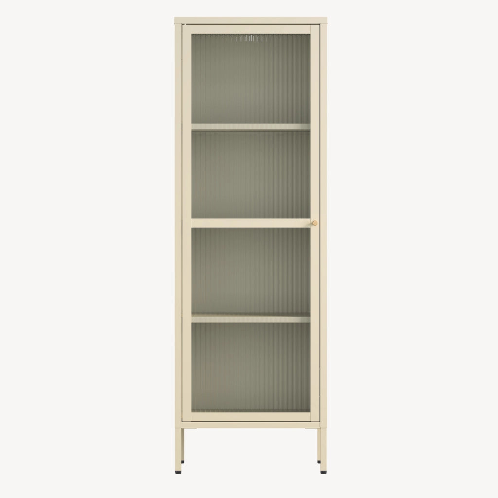 Armadio a Vetrata Säkylä con 4 Scomparti 150 x 50 x 35 cm in Acciaio - Color Cammello [en.casa]