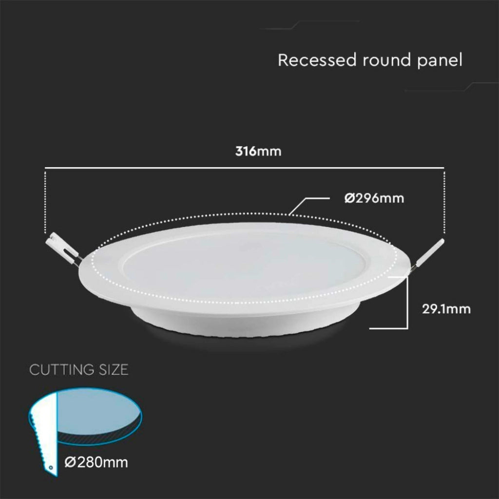 Faretto Pannello Led Da Incasso Rotondo 24W Bianco Freddo 6500K Diametro 300mm SKU-78691