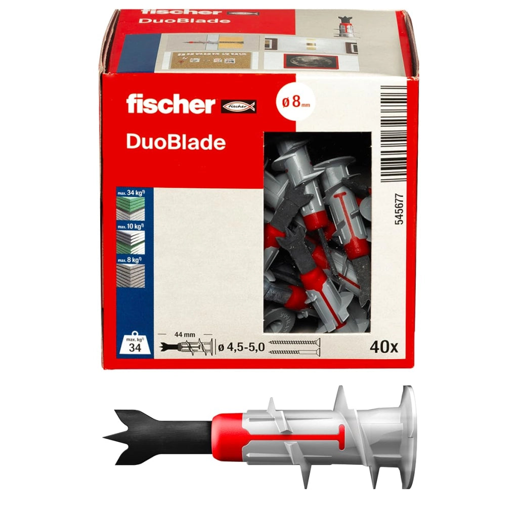 Tassello per Cartongesso Fischer Duoblade Lunghezza 44 mm 40 Pezzi
