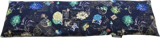 Cuscino di ciliegie con cuscino termico - 50 x 14 cm - blu vintage - doppia cupola