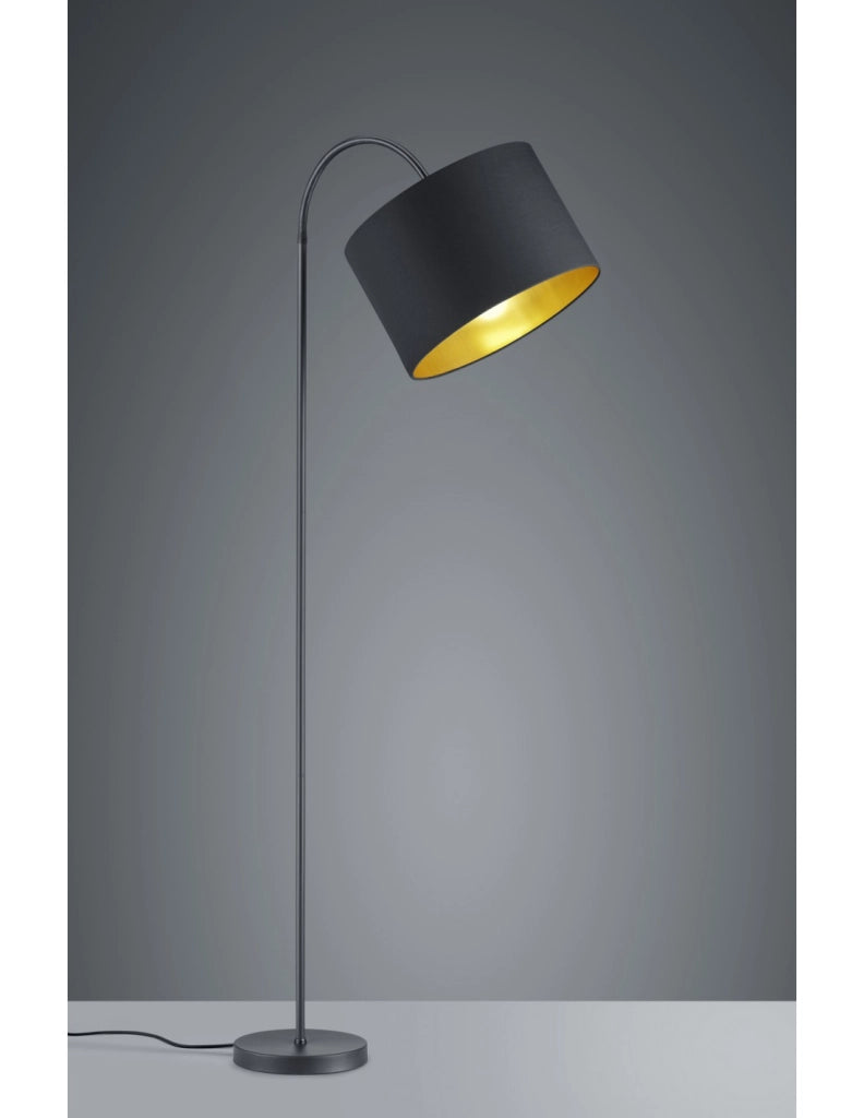 Piantana Hostel Metallo Nero-Oro Paralume Orientabile H156 cm Trio Lighting