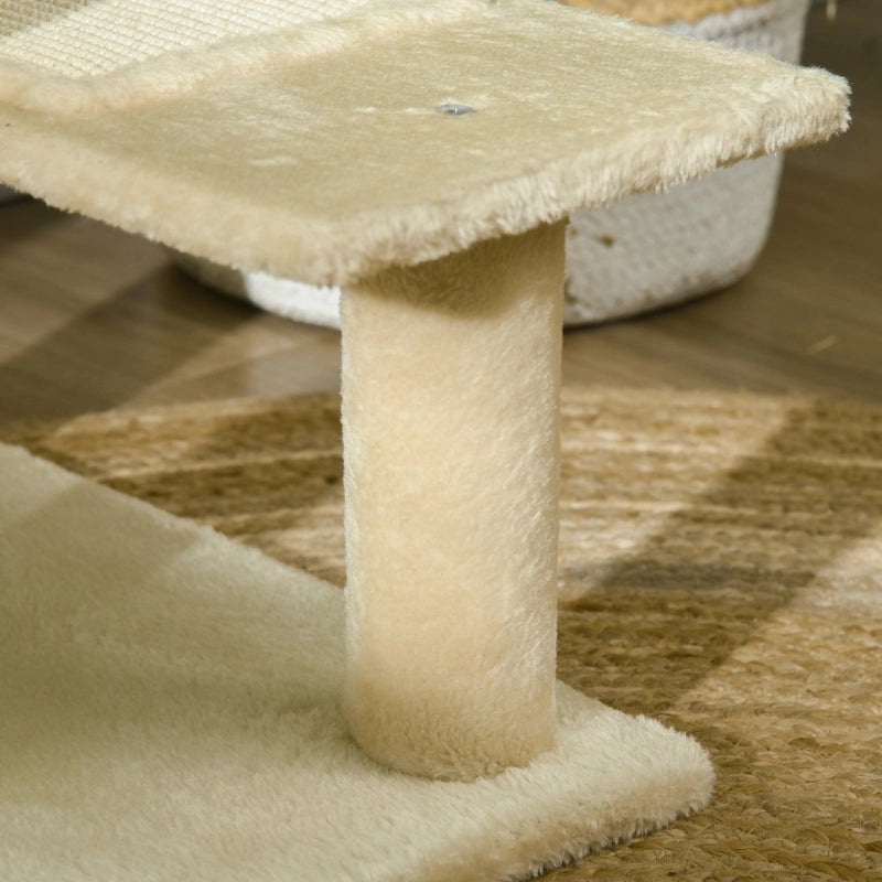 Tiragraffi per Gatti a Più Livelli con Pali in Sisal; Piattaforma Panoramica; 100 cm Beige