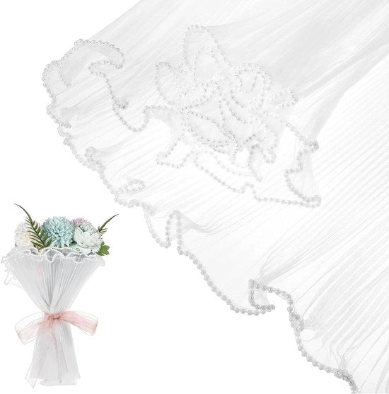 Papel di confezione a rete traslucida ondulata con fiori per San Valentino e la madre - 4m