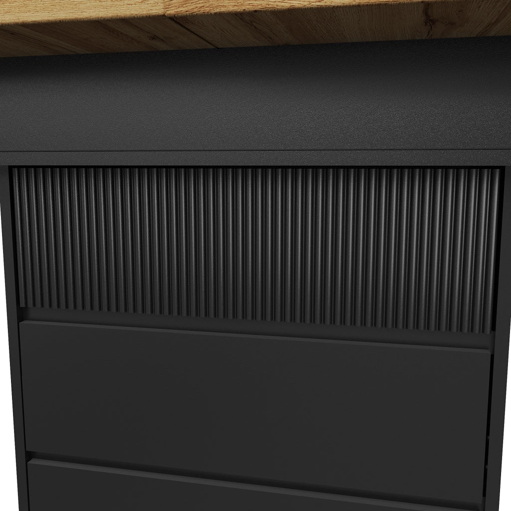 Tavolo da pranzo allungabile con vano contenitore e chiusura ammortizzata magnetica per cucina nero naturale 110 × 80 × 75 cm