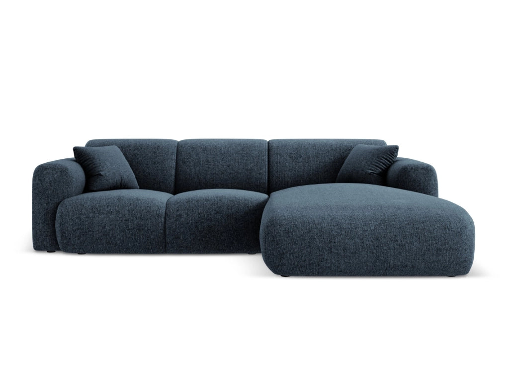 Cosmopolitan Design - Divano angolare destro "Nolio" 4 posti in ciniglia blu reale 