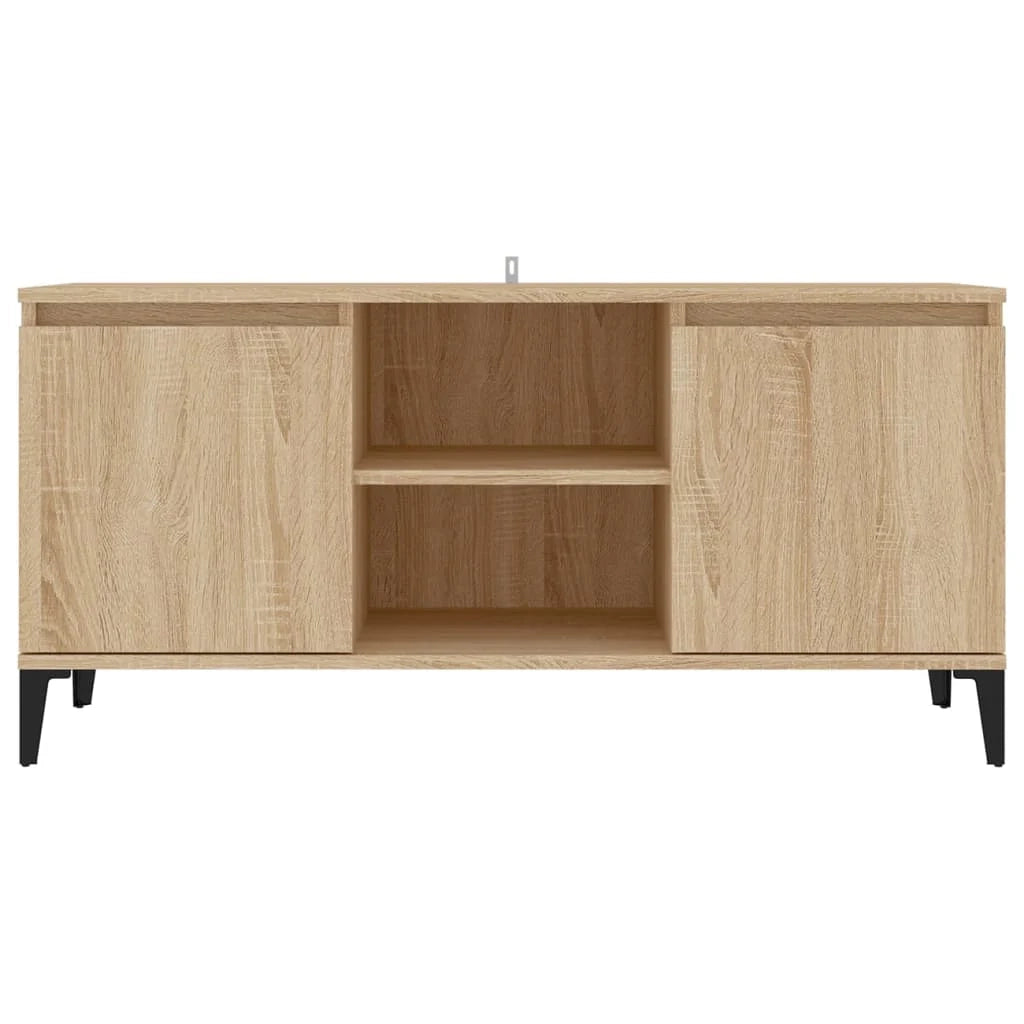 Mobile TV multimediale mensola TV credenza mobile TV per sala da pranzo soggiorno camera da letto con gambe in metallo finitura rovere Sonoma 103,5 x 35 x 50 cm marrone 02_0026878