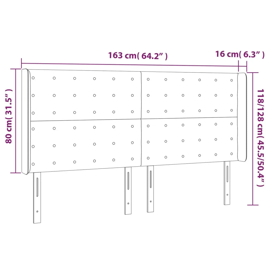 Testiera a LED rosa 163x16x118/128 cm in Velluto