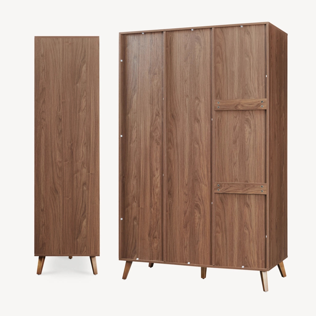 Armadio Guardaroba Norg con 2 Ante e 8 Scomparti 191x120x52 cm - Effetto Noce [en.casa]