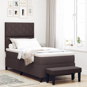 Letto con Box Spring e Panchina Marrone Scuro 100x200 cm in Tessuto