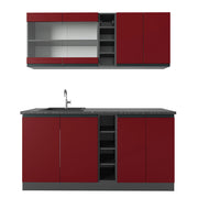 Vicco Cucina completa Rosso/antracite 160 cm Forma a J
