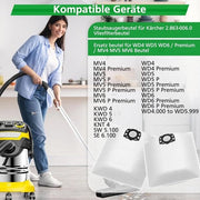 Set di sacchi per aspirapolvere premium 12 pezzi per aspirapolvere WD4 WD5 WD6 - Sacchetto filtro a vescica KFI 487 - Facile da usare