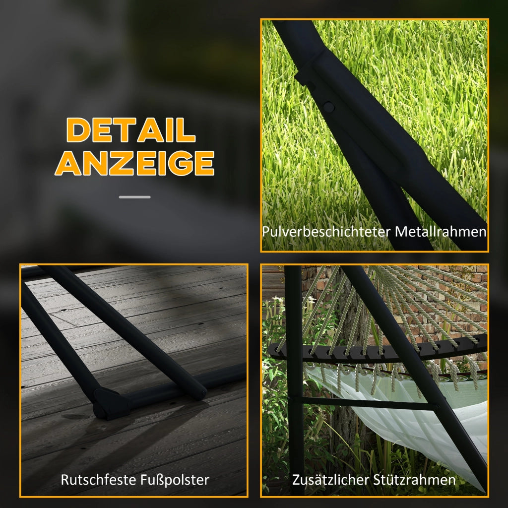 Hangmat Set con Amaca ¨C Zephmum ¨C 263x89x100 cm, Nero e Bianco