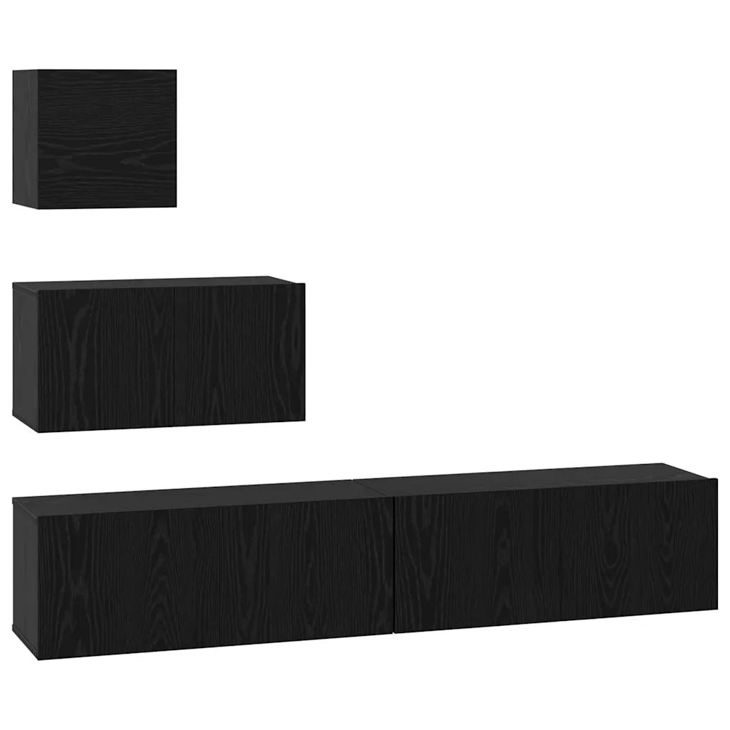 vidaXL Mobile TV da Parete 4 pcs Rovere nero 80 x 30 x 30.5 cm