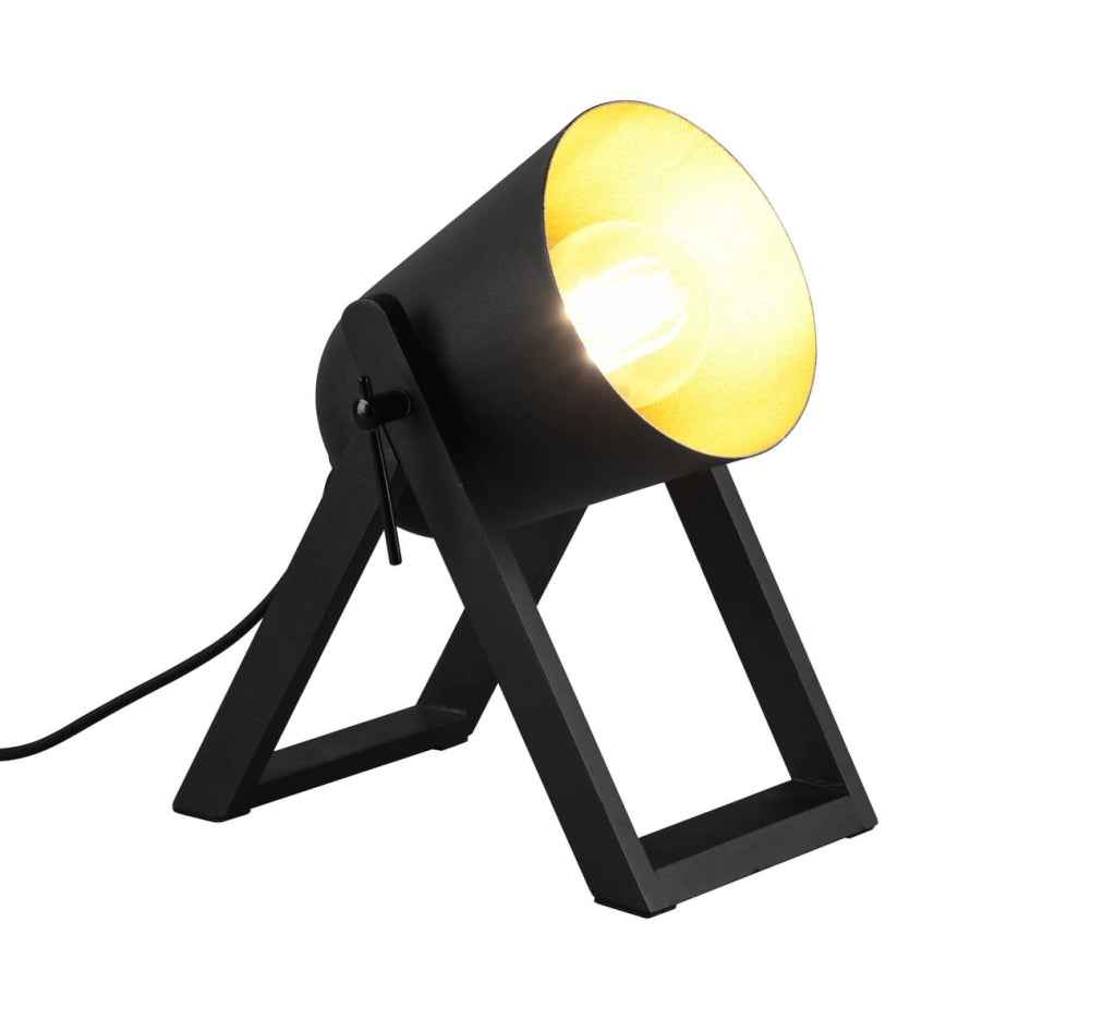 Lampada da tavolo MARC nero/oro legno metallo E27 RL