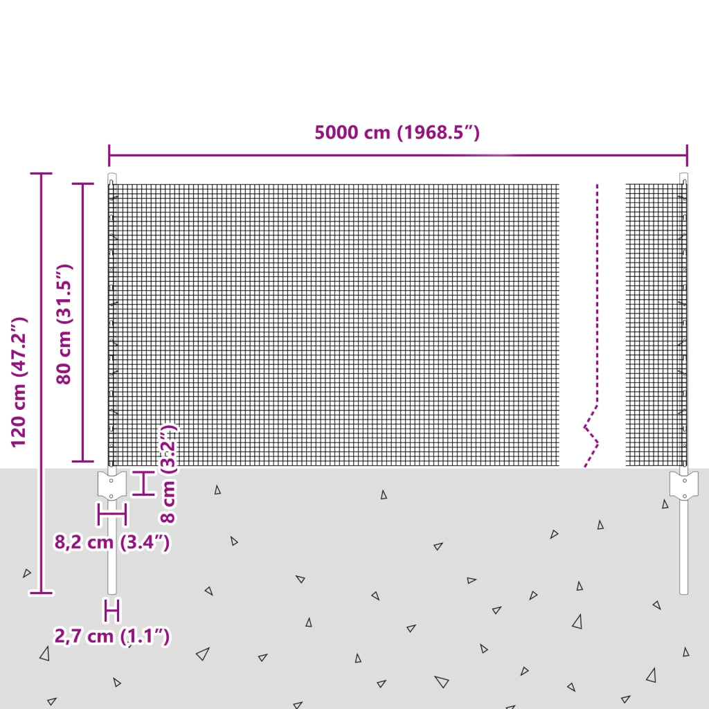 Recinto Filo Saldato con 22 U Post Verde 0,8x50 m Acciaio