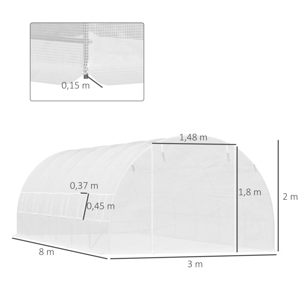 Serra da Giardino Tunnel ¨C Minimal ¨C 8x3x2 m Bianco Acciaio PE