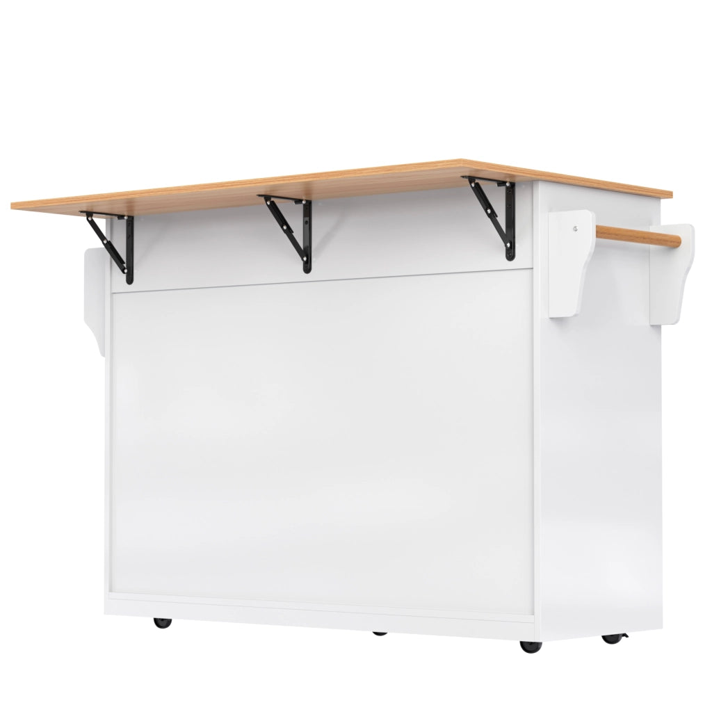 Carrello da Cucina con 2 Cassetti; 4 Ante; Piano Ribaltabile e Portaasciugamani; in MDF; 120x46x91;5 cm