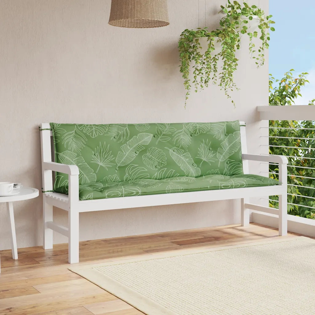 Cuscini Panca Giardino 2 pz Motivo a Foglie 150x50x7 cm Tessuto 361713