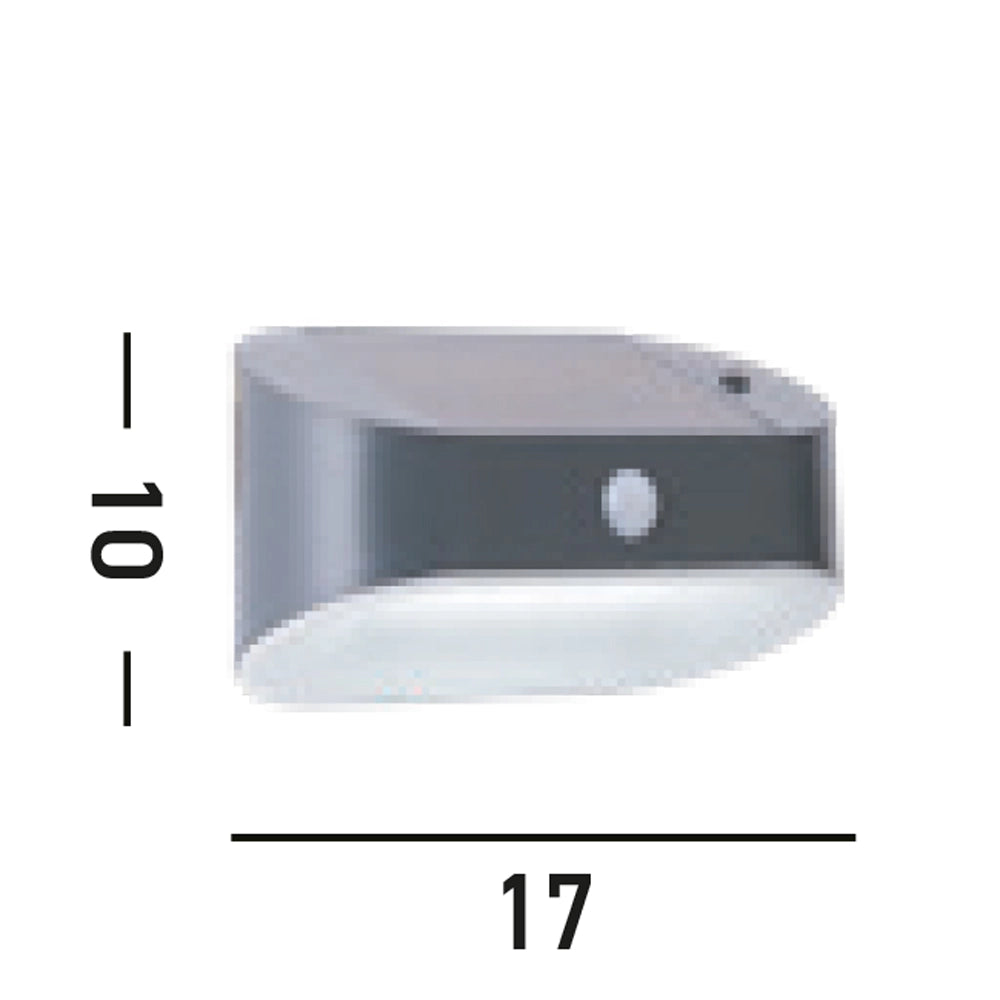 Applique Moderna Solare Policarbonato Grigio Led 1,2W 3000K