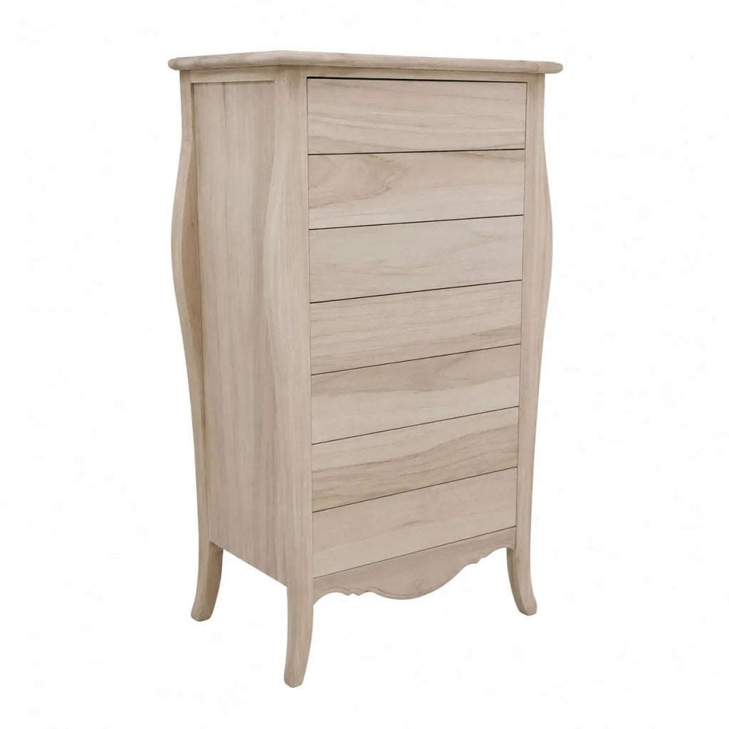 Cassettiera 7 cassetti in legno grezza l.80 p.48 h.138 (494) - Mobili 2G