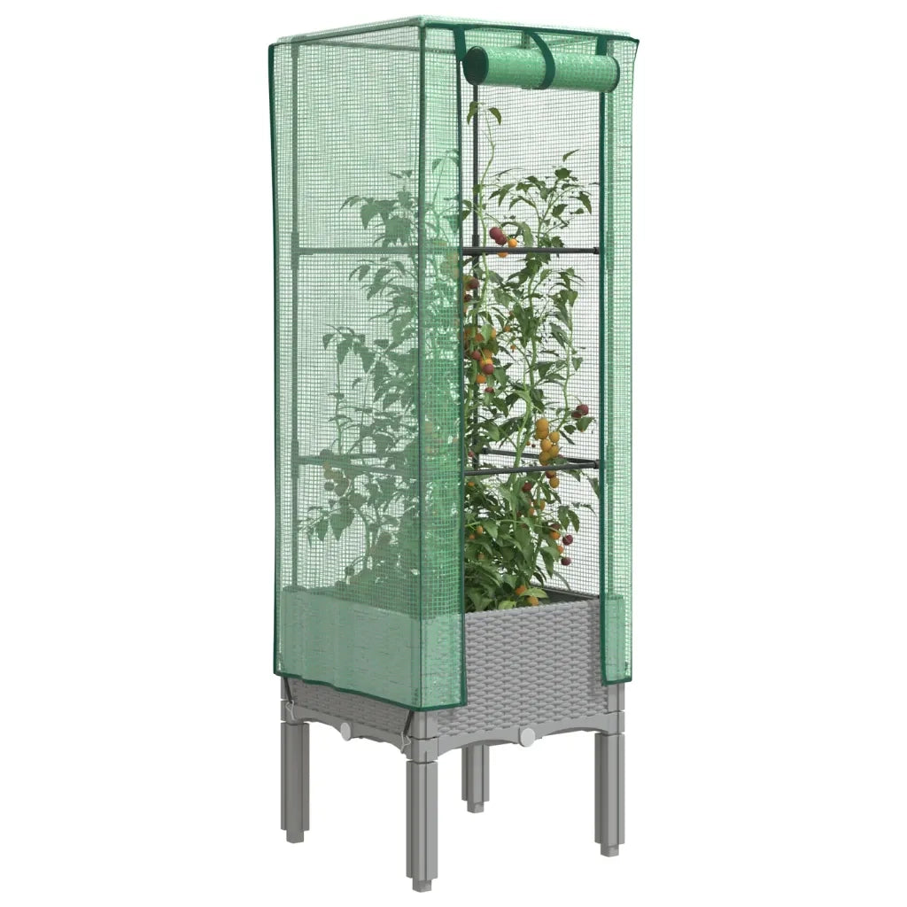 Fioriere | Cassetta per fiori | Letto Rialzato con Copertura Serra Effetto Rattan 40x40x140 cm