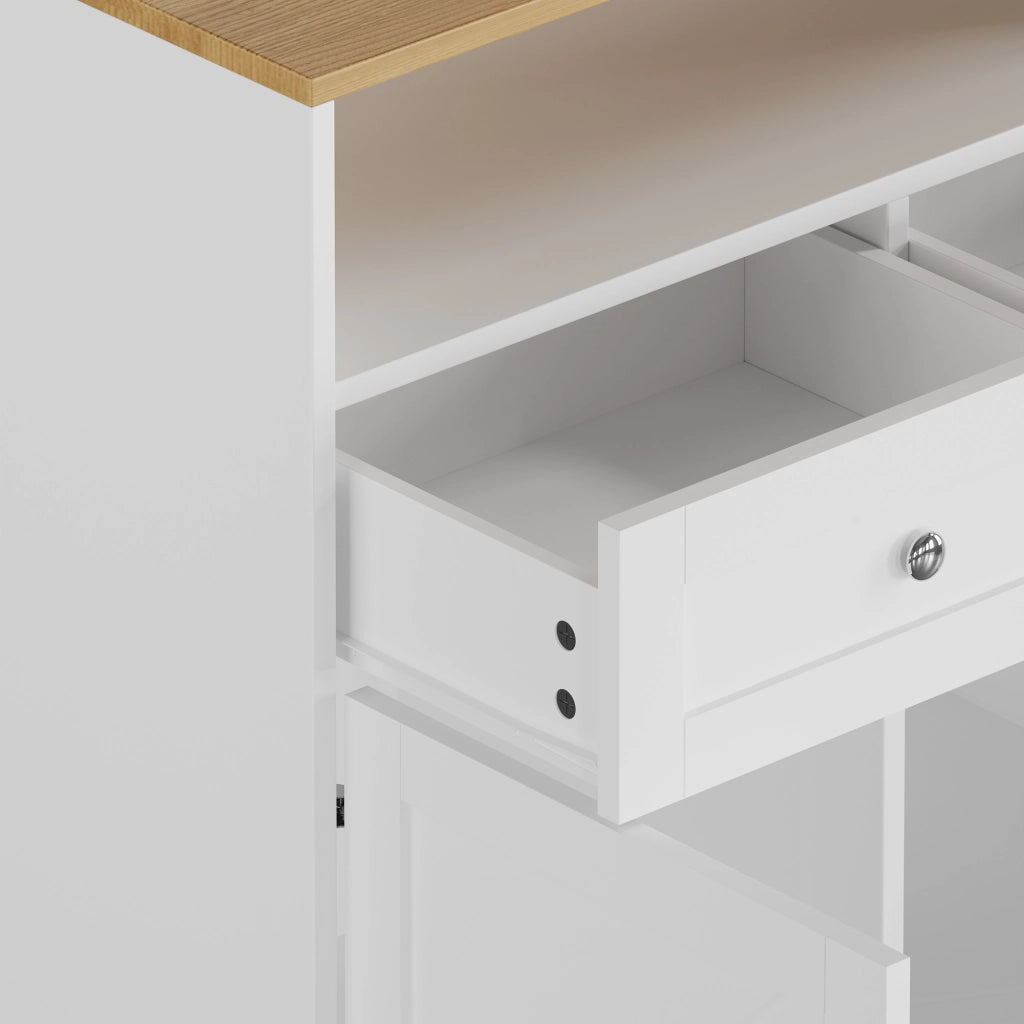 OKWISH Credenza da Cucina con Ripiani, 4 Ante e 2 Cassetti, Pannello Forato, per Cucina, MDF, Bianco, 80×40×175 cm