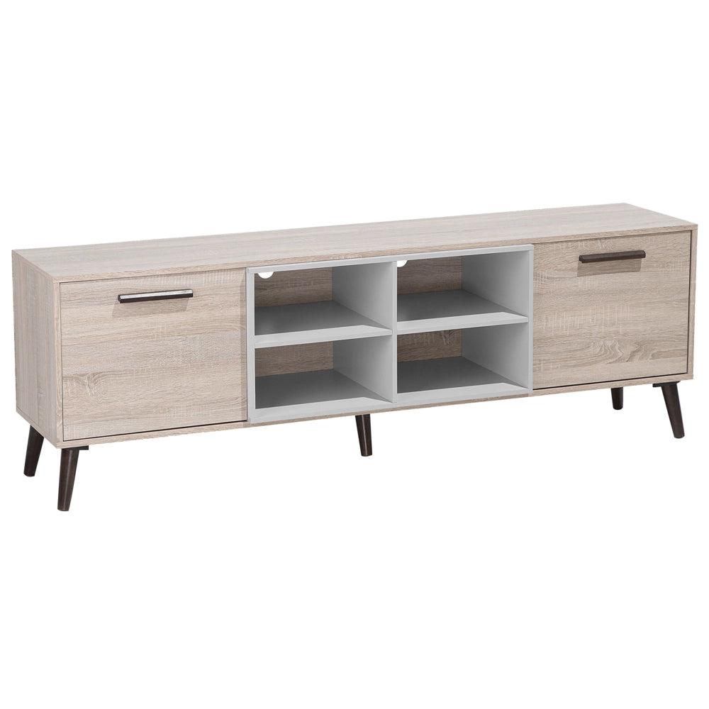 Mobile TV in legno chiaro con grigio per TV fino a 78ʺ con 2 ripiani
