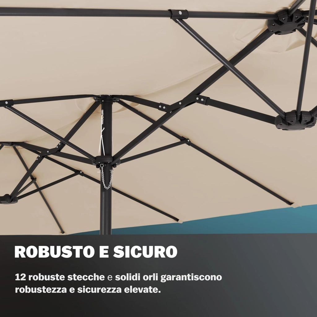 ® Ombrellone UV 80+ XXL 460x270 cm Idrorepellente con Manovella inlc. Custodia Parasole Giardino Terrazza