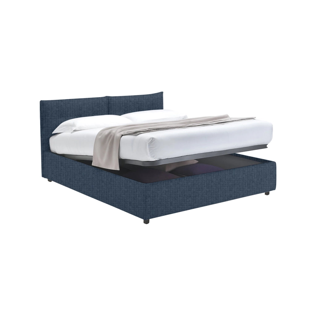 Derby, Letto Matrimoniale Sfoderabile Made in Italy, blu
