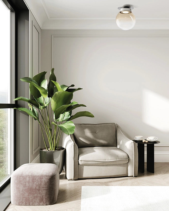 JOTTO LAMPADA DA SOFFITTO IN METALLO COLORE ALLUMINIO VETRO SFUMATO AMBRA DA 15CM 1 LUCE ATTACCO GX53
