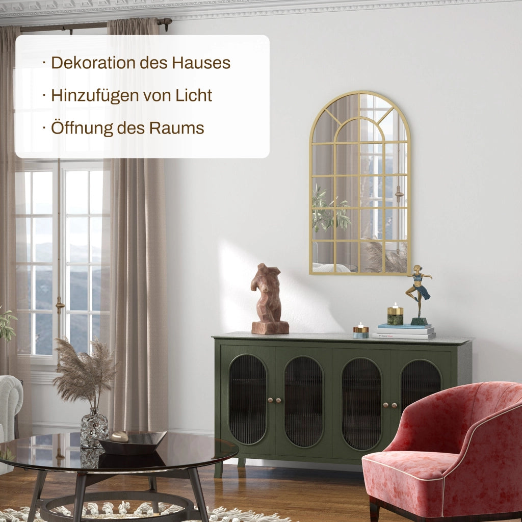 Specchio da Parete con Cornice in Metallo Finestra ¨C zephmum ¨C Oro 110x65 cm