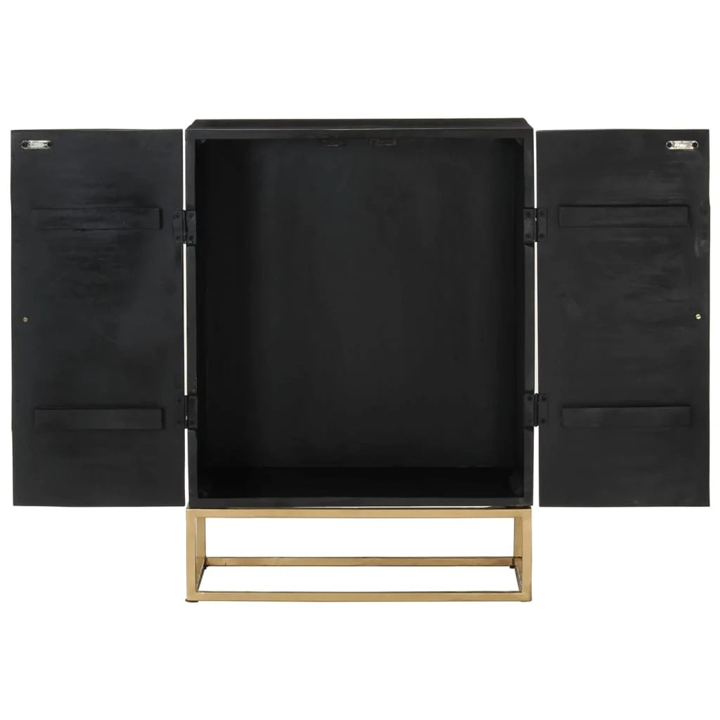 Buffet credenza cassettiera armadio mobile contenitore organizer per cucina soggiorno salotto 55 x 34 x 75 cm legno massello di mango e ferro nero 02_0035953