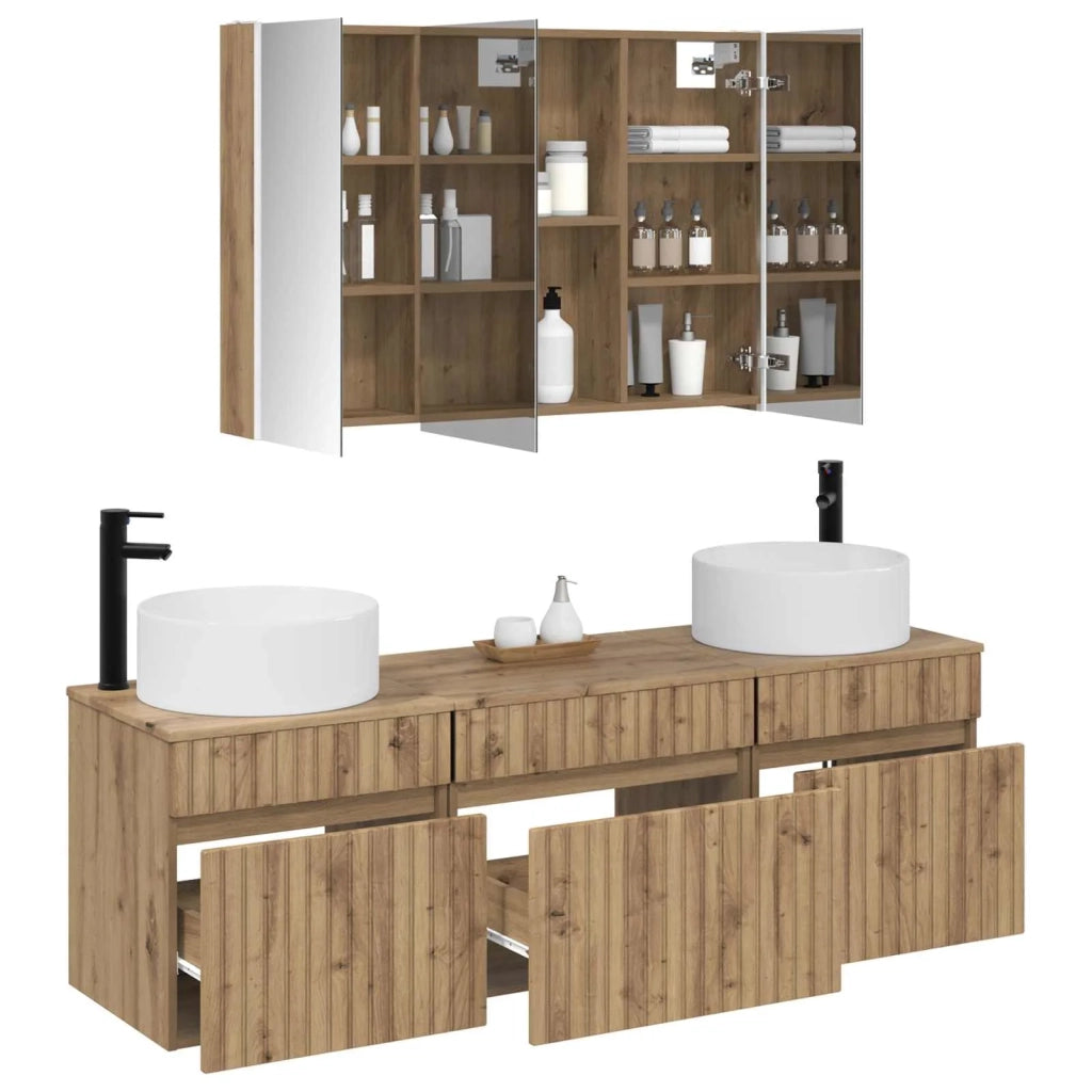 Set di Armadi da Bagno 4 pcs Rovere Artigianale 3406670