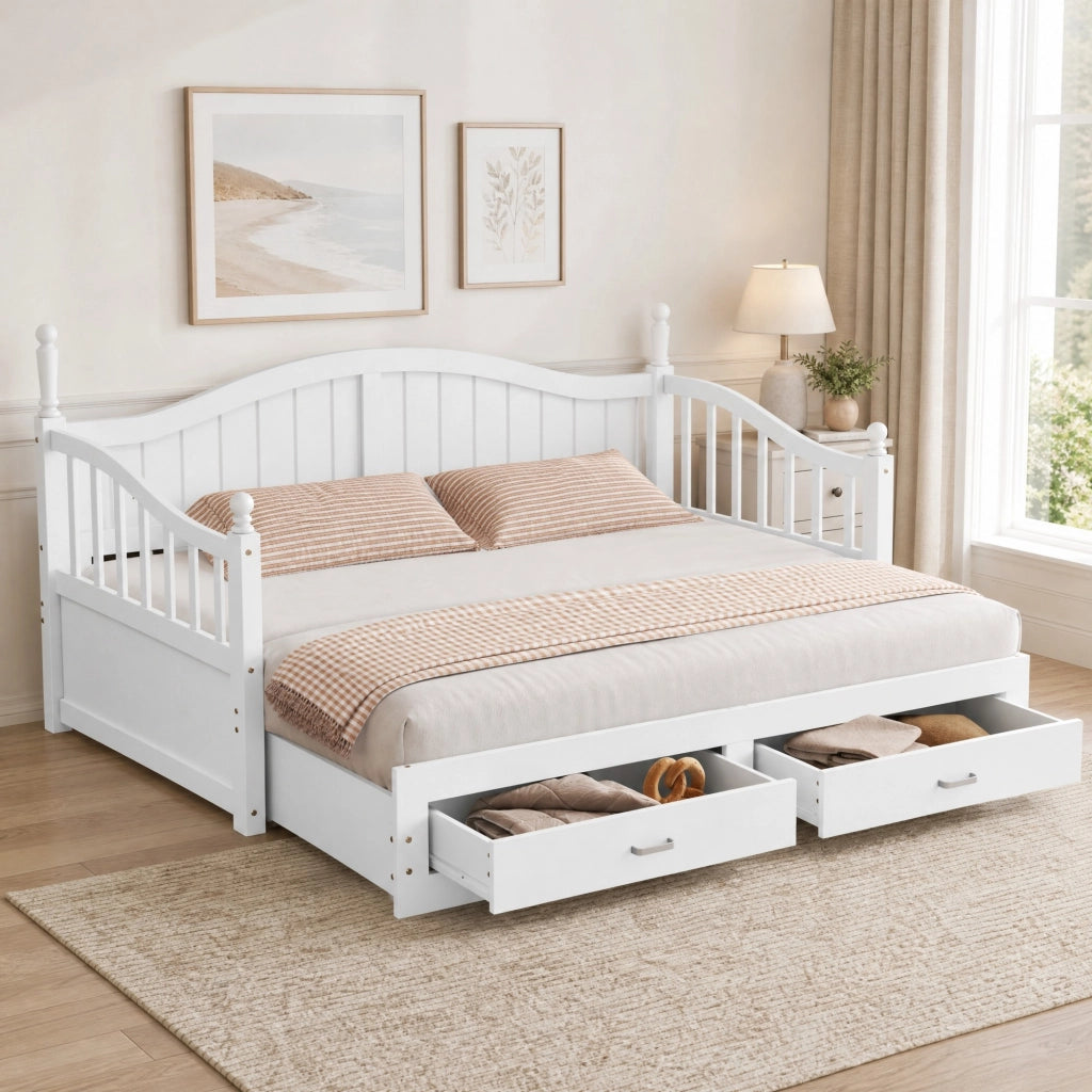 DIVANO LETTO Estraibile 90/180x190 cm Legno Bianco