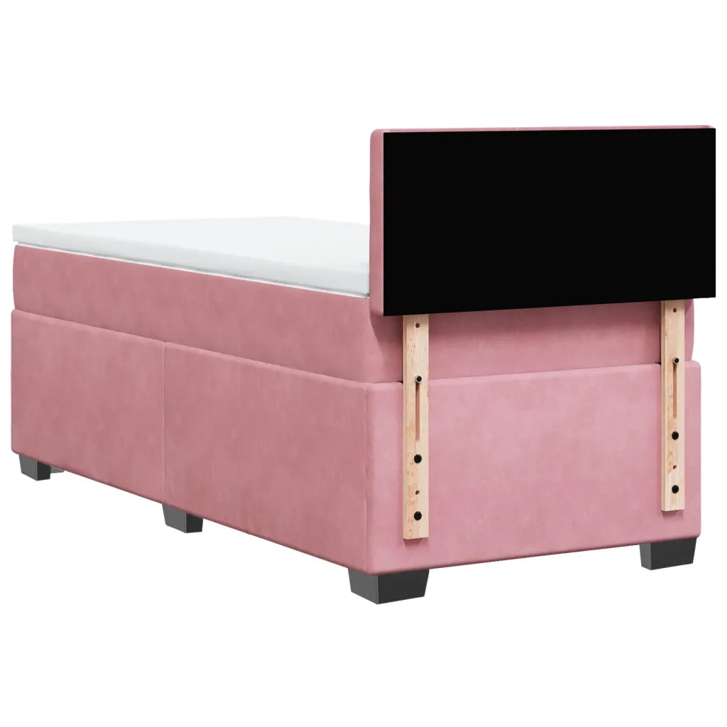 Giroletto a Molle con Materasso Rosa 90x190 cm in Velluto 3286191