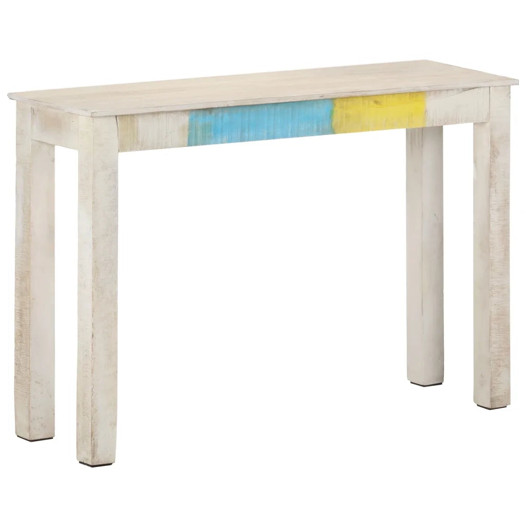 Tavolo Consolle | Tavolo d'Ingresso Bianco 115x35x77 cm in Legno di Mango Grezzo