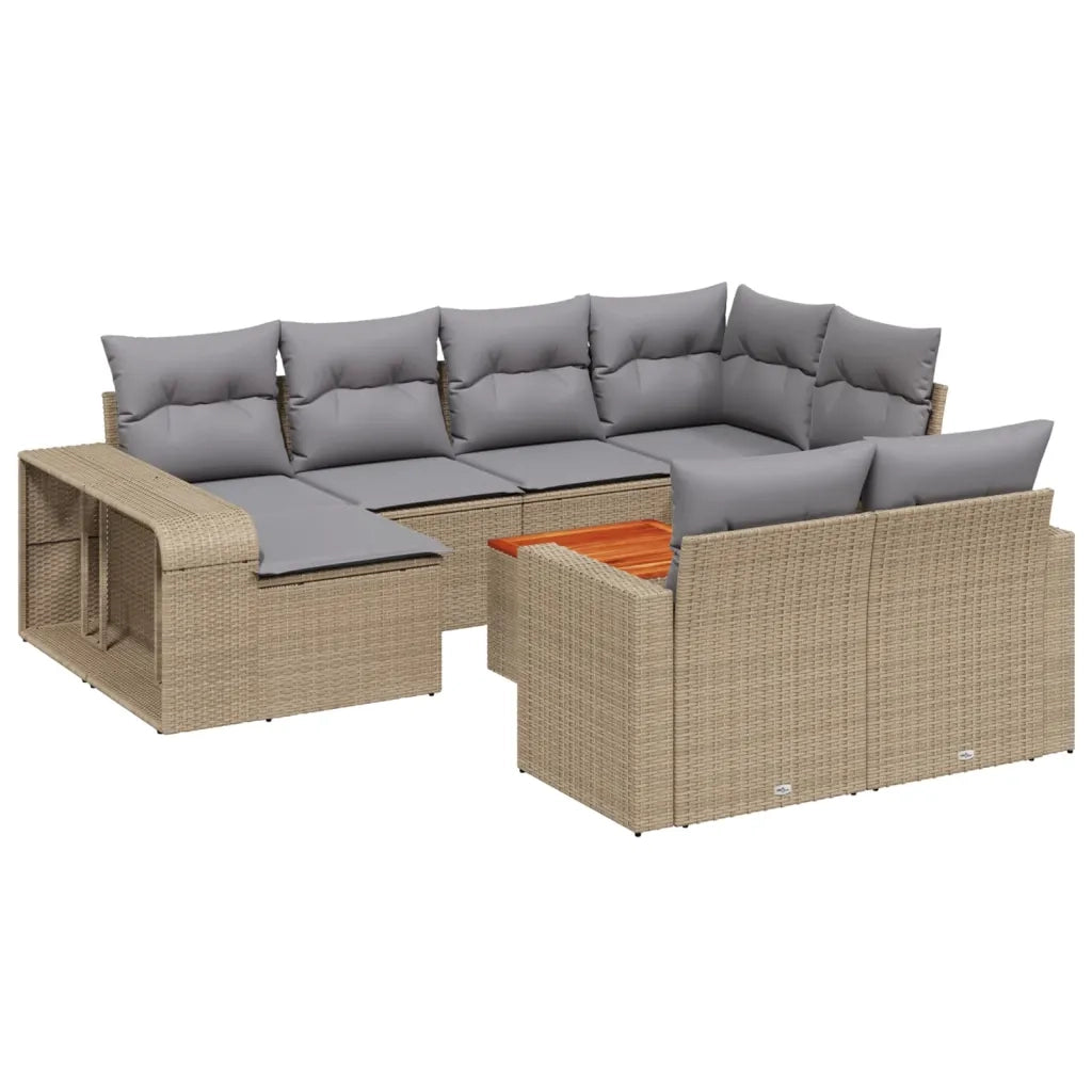 Set Divani da Giardino 11 pz con Cuscini Beige in Polyrattan 3261309