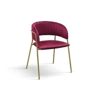 PAZZO DESIGN Sedia Penelope Bordeaux set da 2 sedie in velluto e gambe in metallo