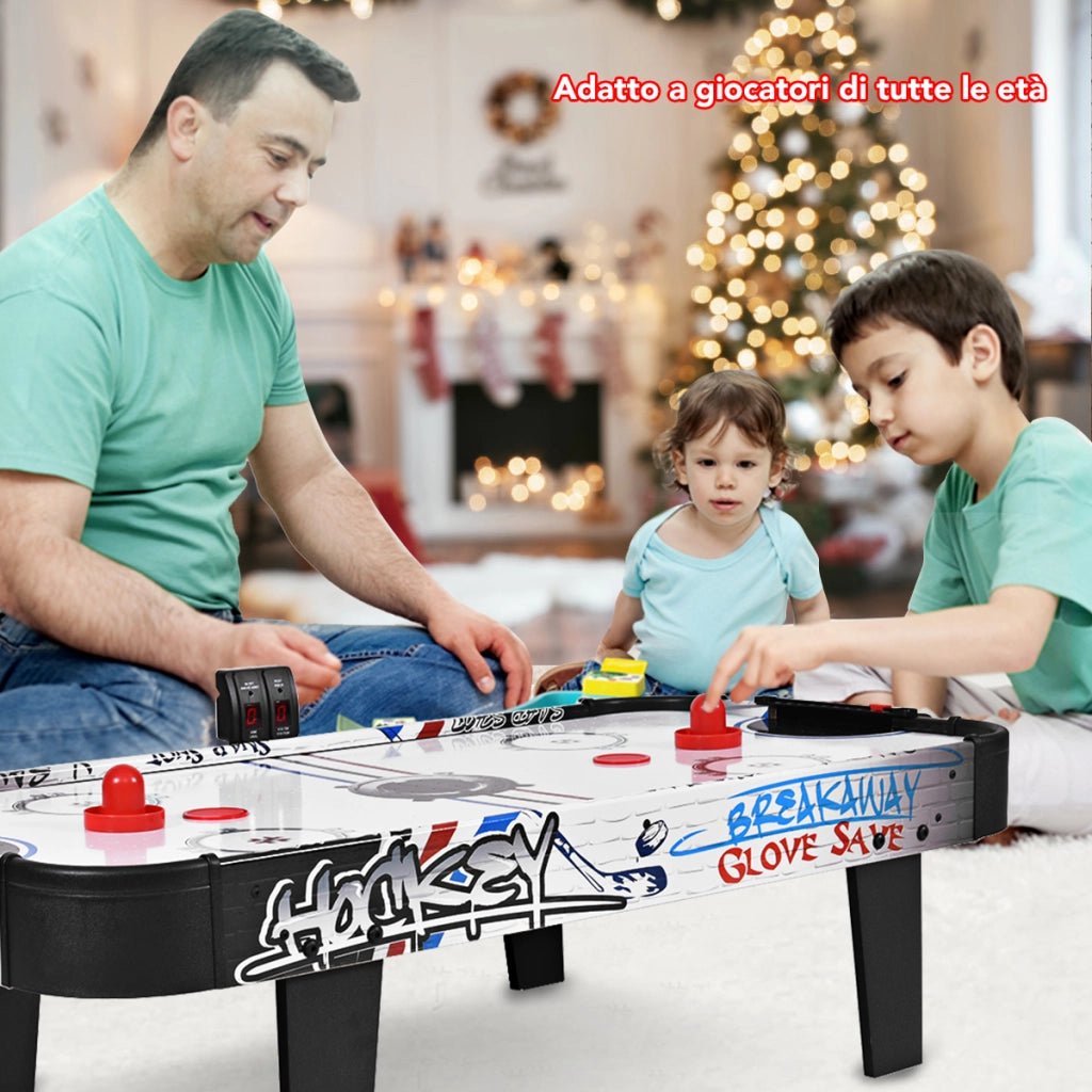 Set tavolo da air hockey con segnapunti LED elettronico, Mini tavolo da air hockey per bambini e adulti-Stanza dei giochi