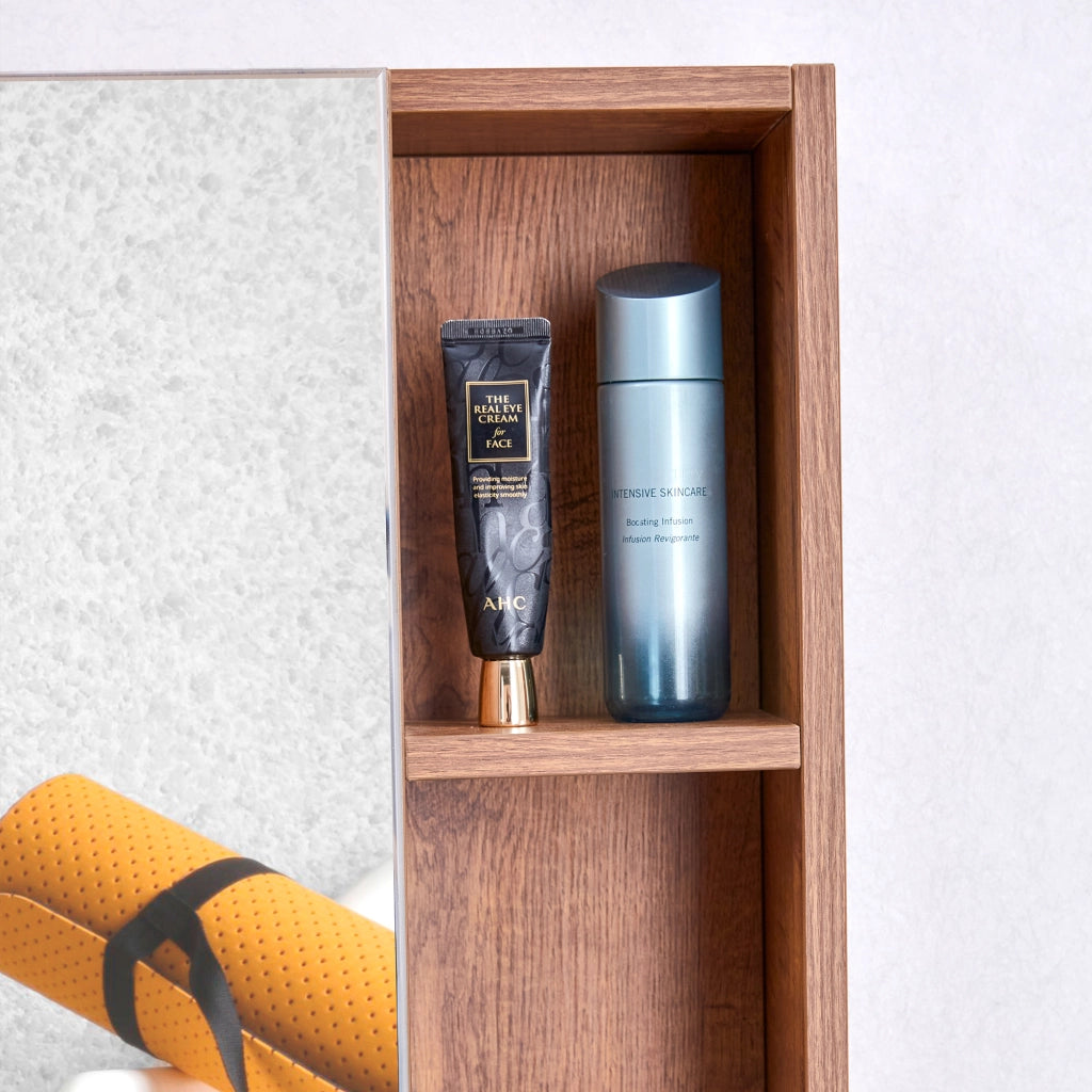 ARMADIO BAGNO Con specchio e ripiani aperti Noce MDF